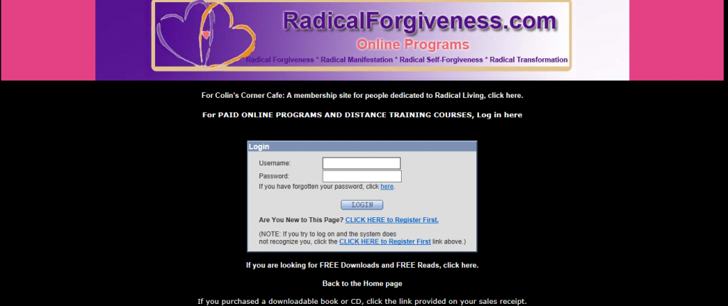 login to radical forgiveness online programs